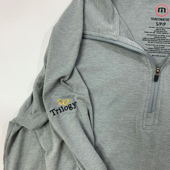 Travis Mathew Sweatshirt Mens Small Grey Quarter Zip Wickenburg Trilogy Pullover - Picture 7 of 13